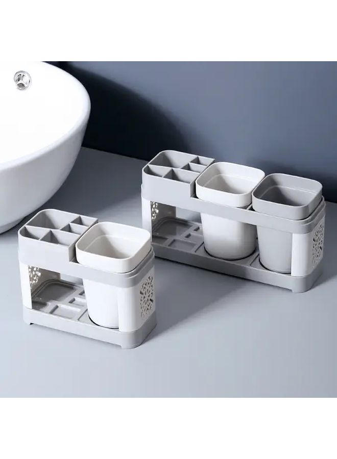 Double Vertical Bathroom Organizer With Toothbrush Holder And Two Cups - Image 4