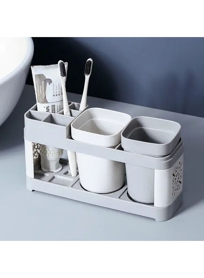 Double Vertical Bathroom Organizer With Toothbrush Holder And Two Cups - Image 1