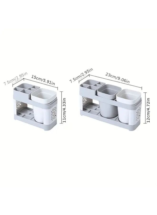 Double Vertical Bathroom Organizer With Toothbrush Holder And Two Cups - Image 3