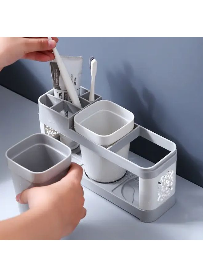 Double Vertical Bathroom Organizer With Toothbrush Holder And Two Cups - Image 5