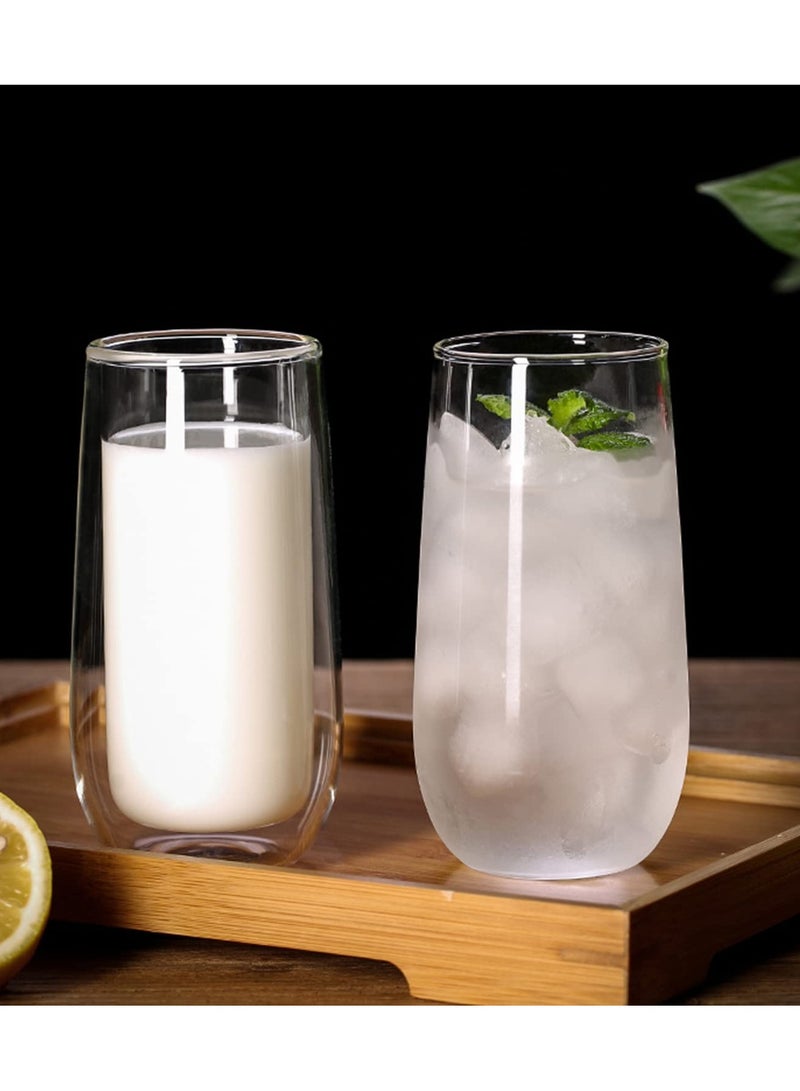 Excefore 250ml Double Walled Coffee Glass Mugs for Hot Cold Drink Transparent Latte Espresso Glasses Cups Coffee Tea Milk Juice Borosilicate Heat Resistant Crystal Glass Cups(Set of 2) - Image 3