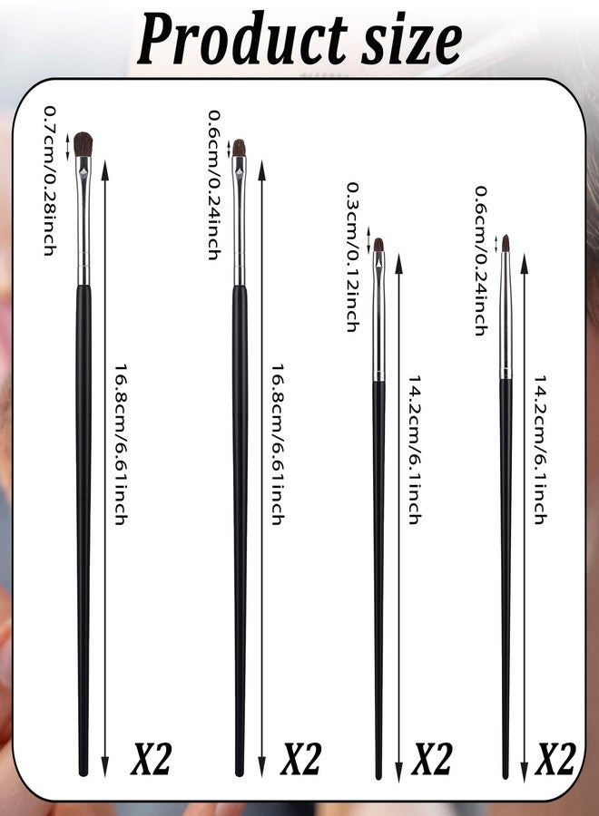 WY LIGHTING LEVEL 8Pcs Eye Makeup Brush Sets Mini Smudge Brush for Eyeliner Eyeshadow Brushes Eyeliner Brushes for Powder Gel Cream Liquid Concealer brush Eyeliner Blending Corner Highlighter Soft Natural Pony Hair - Image 2