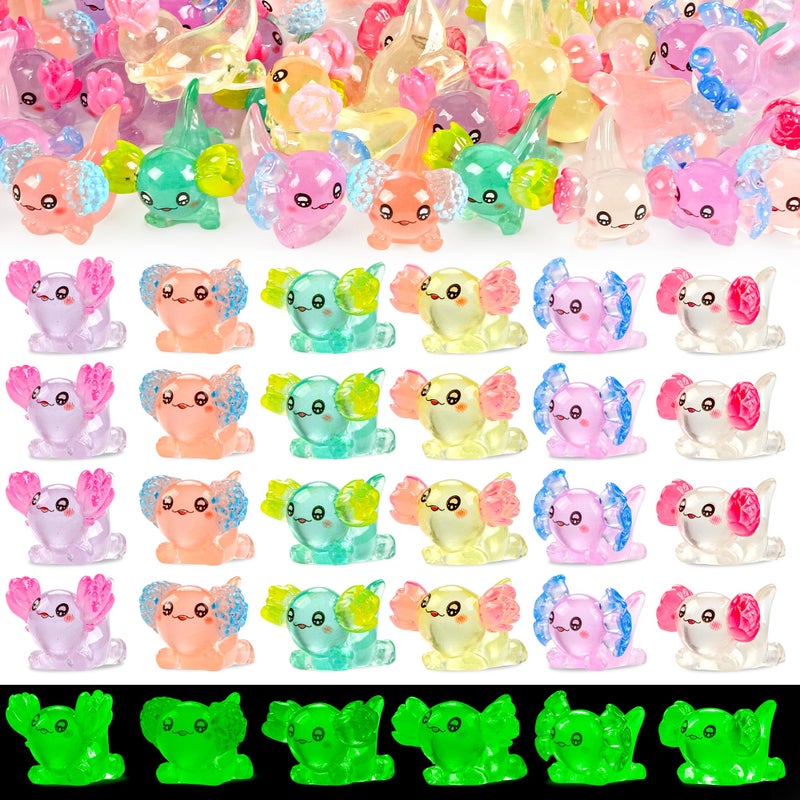 FEXIA 30pcs Mini Resin Axolotl Figurine Mini Resin Animals to Hide Tiny Small Figures Glow in the Dark Luminous Charm Ornament for DIY Craft Garden Landscape Dollhouse Potted Plants Decorations - Image 2