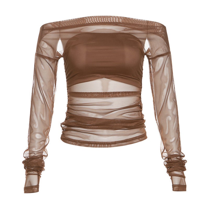 2024 Style Autumn New Women'S Solid Color Slim-Fit Street Fashion One-Collar Backless Long-Sleeved T-Shirt - Image 1