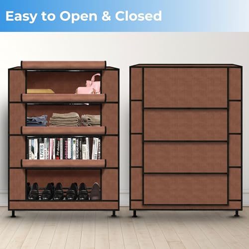 TRENDY Multipurpose Shoe Rack Cabinet 4 Layer All-in-one Storage Organizer with Dustproof Cover | Space-Saving Shoe Stand for Home, Wardrobe & Entryway - Image 3