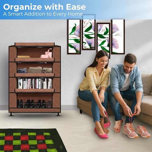 TRENDY Multipurpose Shoe Rack Cabinet 4 Layer All-in-one Storage Organizer with Dustproof Cover | Space-Saving Shoe Stand for Home, Wardrobe & Entryway - Image 4