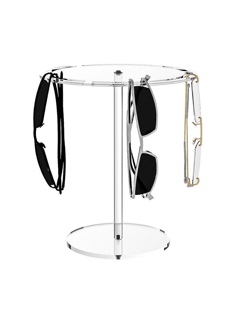 Ausalivan Sunglasses Holder Stand 360 Rotating Eyeglasses Display RackEyewear room Tabletop Glasses Storage Organizer Acrylic Round