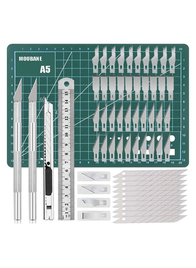 KASTWAVE Precision Carving Knife Kit, Craft Hobby with 40 PCS Exacto Blades, Ruler, Cutter, Replacement Blades for DIY Art Work Cutting, Scrapbooking, Stencil - Image 1