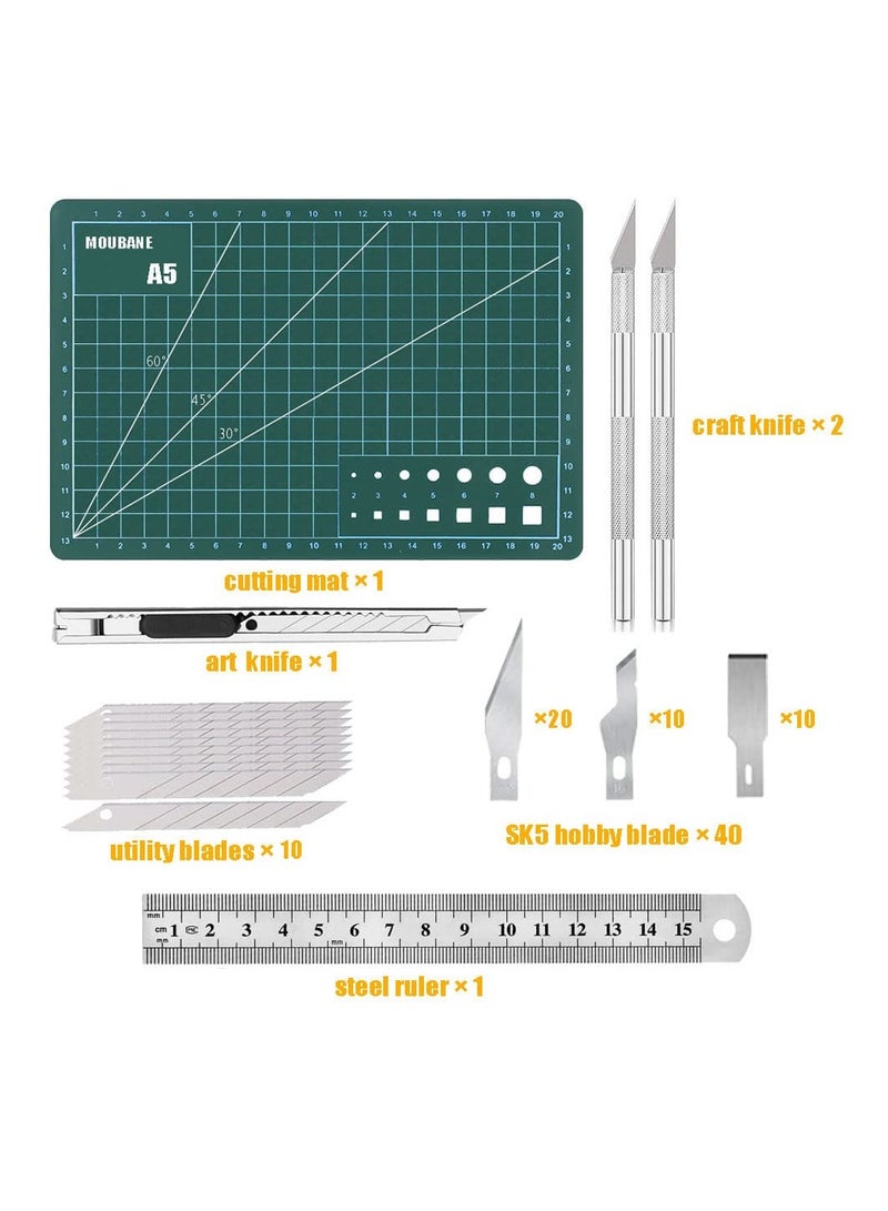 KASTWAVE Precision Carving Knife Kit, Craft Hobby with 40 PCS Exacto Blades, Ruler, Cutter, Replacement Blades for DIY Art Work Cutting, Scrapbooking, Stencil - Image 2