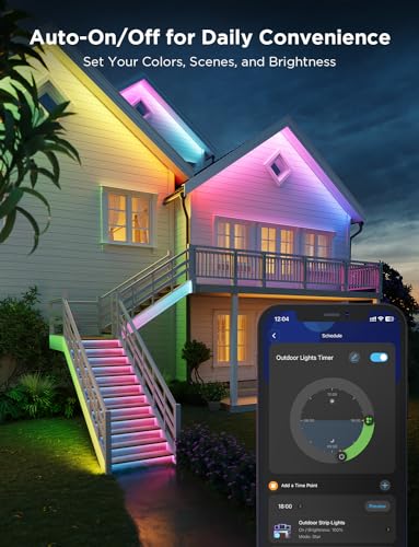 Govee Outdoor LED Strip Lights, 32.8ft Smart Outdoor Lights Work with Alexa and Google Assistant, App Control, IP65 Waterproof, RGBIC LED Lights for Patio, Eave, Holiday Decorations - Image 4