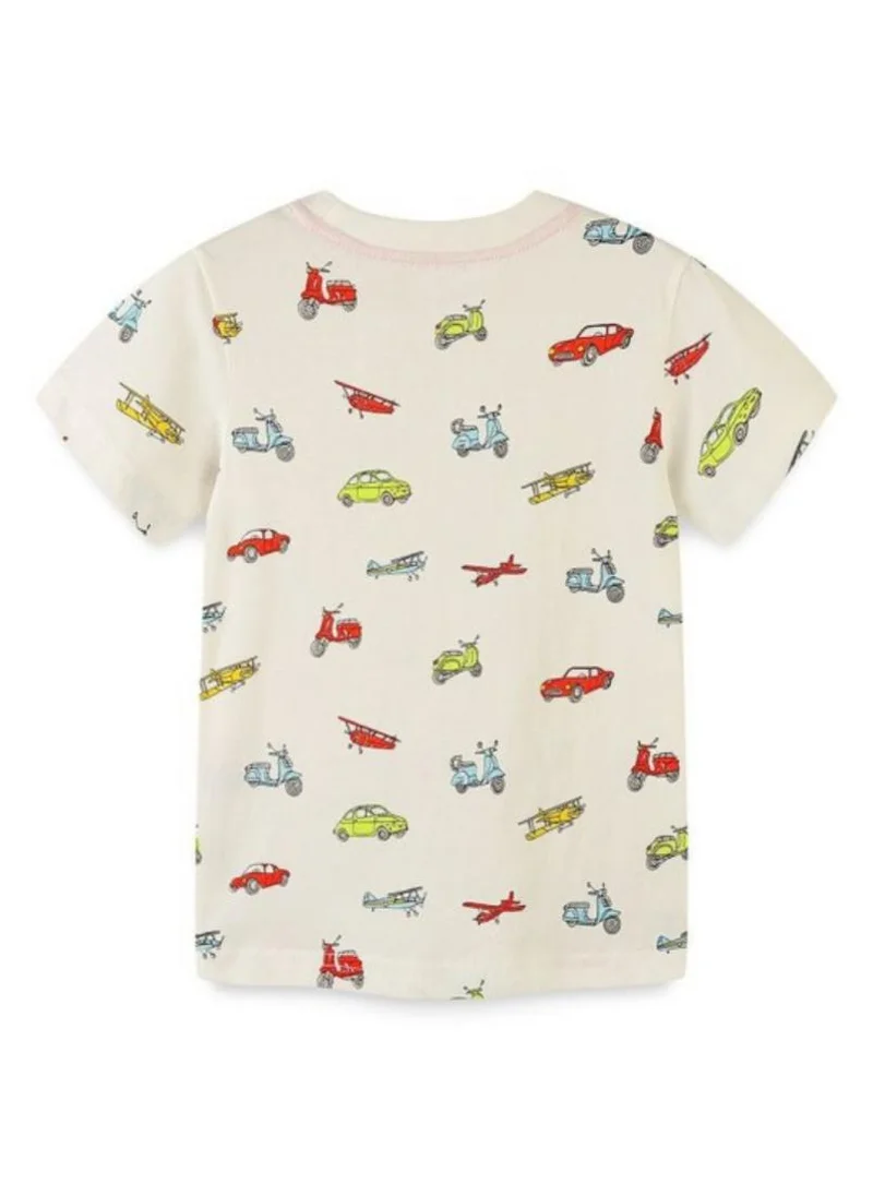 يونيكي White Conversational Printed Round Neck T-shirt