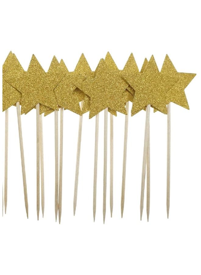 ThePartyPopper Pack of 30 Gold Stars Cupcake Toppers  - Image 2