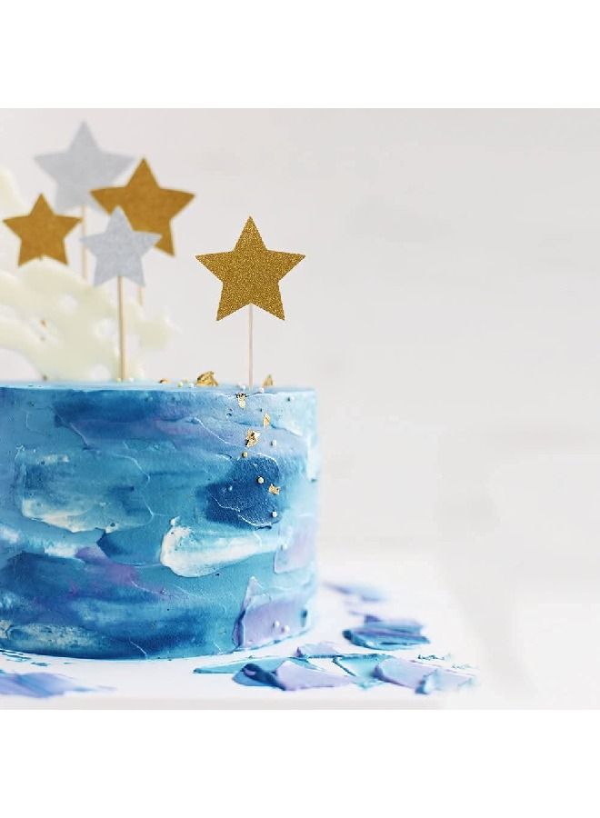 ThePartyPopper Pack of 30 Gold Stars Cupcake Toppers  - Image 4