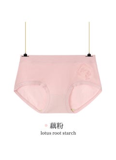 Simple Breathable Cotton Mid-waist Women Underwear Girl Style High Elastic Comfortable Breathable Underwear Leaf lotus powder