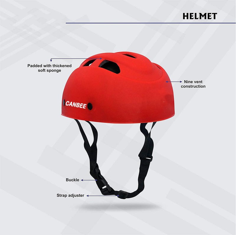 Canbee Cycling and Skating Protective Kit Set 6 to 14 Year Unsex Kids (Red) - Image 3