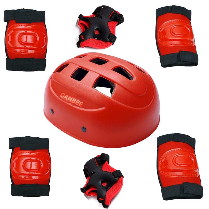 Canbee Cycling and Skating Protective Kit Set 6 to 14 Year Unsex Kids (Red) - Image 1