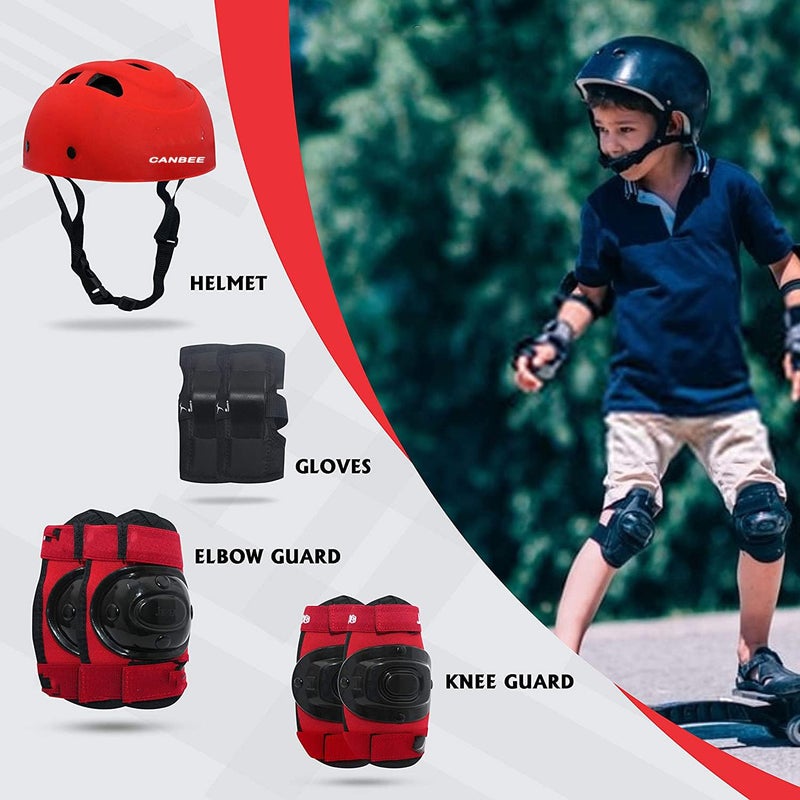 Canbee Cycling and Skating Protective Kit Set 6 to 14 Year Unsex Kids (Red) - Image 2