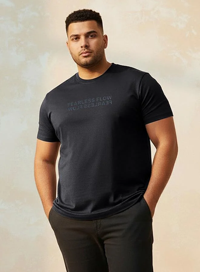 ماكسيم Men Regular Fit Crew Neck Short Sleeves Slogan Print T-shirt