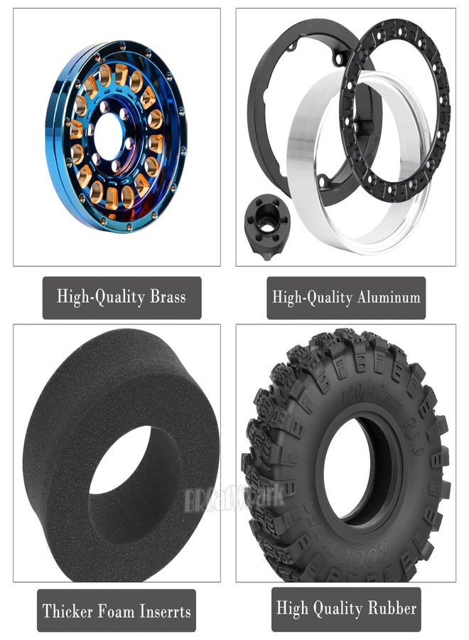 BRCatWPark 1.9 Brass Wheel Tires for 1/10 SCX10 SCX10 II 90046 SCX10 III AXI03007 SCX10 Pro TRX4 TRX6 Gen7/8 D90 VS4-10 MST CFX RC Crawler Car,1.9 Brass&Aluminum RC Off Road Wheels and Tires,Colorful - Image 4