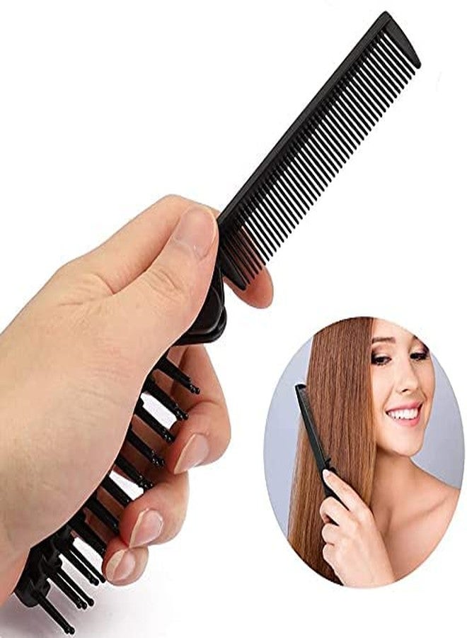 Mincer Anti-Static Massage Fold-able Pocket Hair Comb Brush Double Headed Travel Folding Hair Brush for Girl's and Women's (Black Comb 2) - Image 4