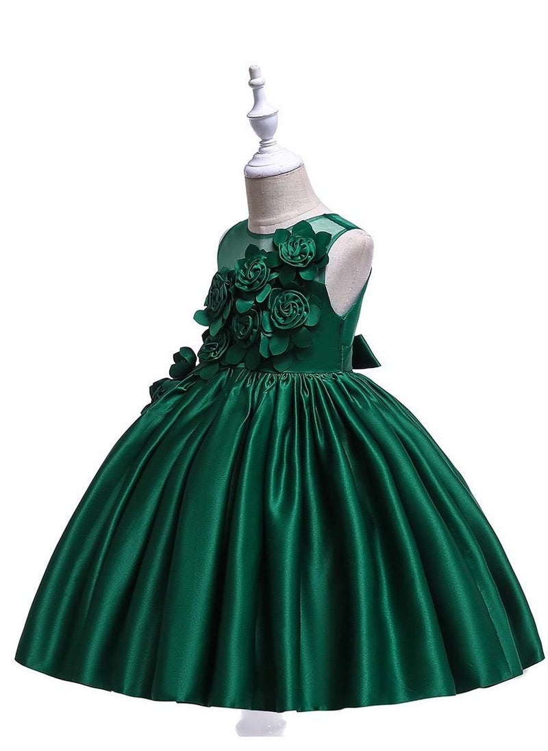 Best Gift Fashion - Floral Midi Party Dress for Girls Green Color - Image 1