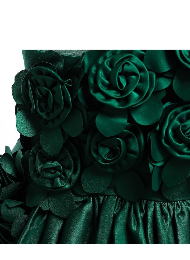 Best Gift Fashion - Floral Midi Party Dress for Girls Green Color - Image 1