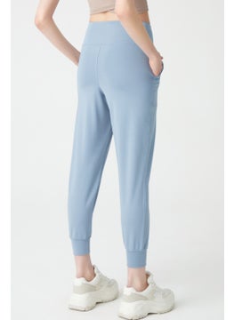 Los Ojos Womens Blue Gray High Waist Jogger Sweatpants Joggers  - Image 3