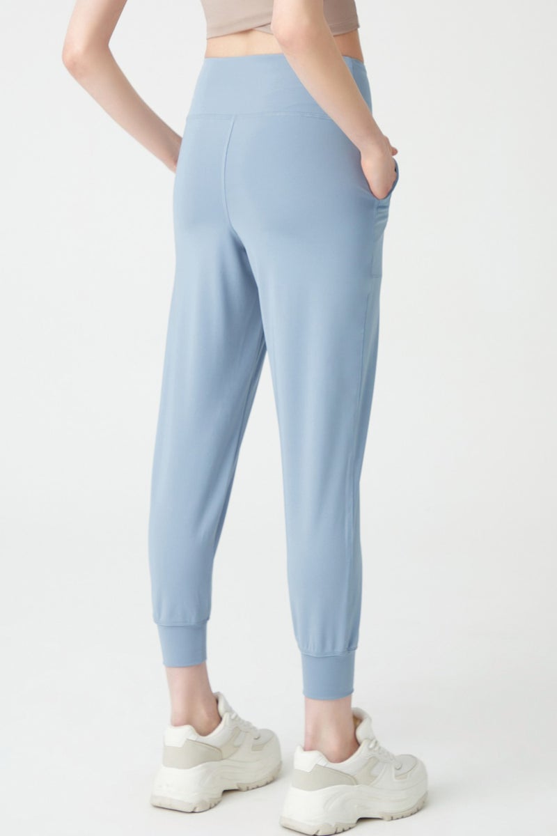 Los Ojos Womens Blue Gray High Waist Jogger Sweatpants Joggers  - Image 3