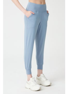Los Ojos Womens Blue Gray High Waist Jogger Sweatpants Joggers  - Image 1