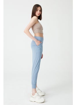 Los Ojos Womens Blue Gray High Waist Jogger Sweatpants Joggers  - Image 5