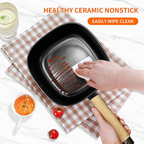 Audecook Hot Pot Electric 2L, Cermic Glaze Non-Stick Frying Pan 8 Inch, Portable Travel Cooker for Ramen/Steak/Fried Rice/Oatmeal/Soup, with Dual Power Control (Silicone Spatula Included) - Image 5