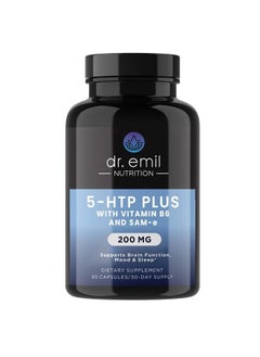 DR EMIL NUTRITION 200 MG 5-HTP Plus with SAM-e to Maintain Normal Healthy Sleep and Create a Sense of Wellbeing - 5HTP Supplement with Vitamin B6-60 Vegan Capsules, 30 Servings  - Image 1
