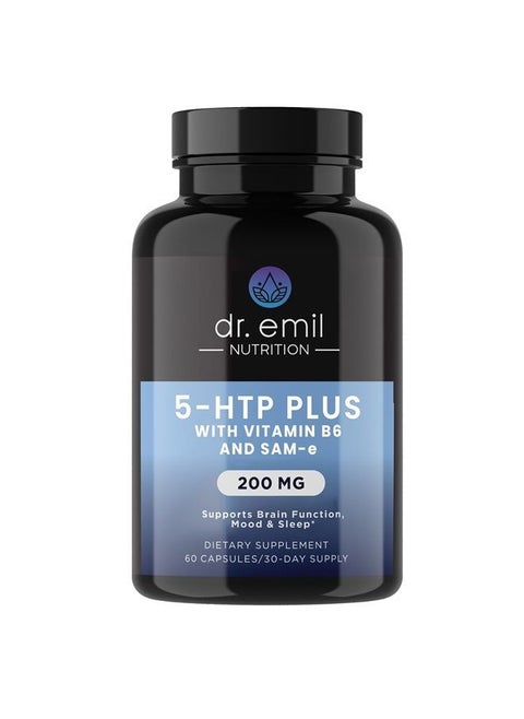 200 MG 5-HTP Plus with SAM-e to Maintain Normal Healthy Sleep and Create a Sense of Wellbeing - 5HTP Supplement with Vitamin B6-60 Vegan Capsules, 30 Servings