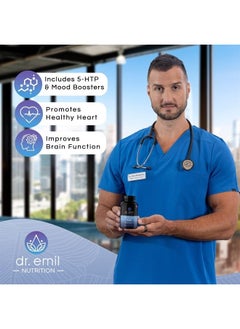 DR EMIL NUTRITION 200 MG 5-HTP Plus with SAM-e to Maintain Normal Healthy Sleep and Create a Sense of Wellbeing - 5HTP Supplement with Vitamin B6-60 Vegan Capsules, 30 Servings  - Image 4