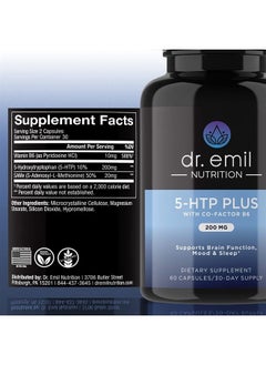 DR EMIL NUTRITION 200 MG 5-HTP Plus with SAM-e to Maintain Normal Healthy Sleep and Create a Sense of Wellbeing - 5HTP Supplement with Vitamin B6-60 Vegan Capsules, 30 Servings  - Image 5