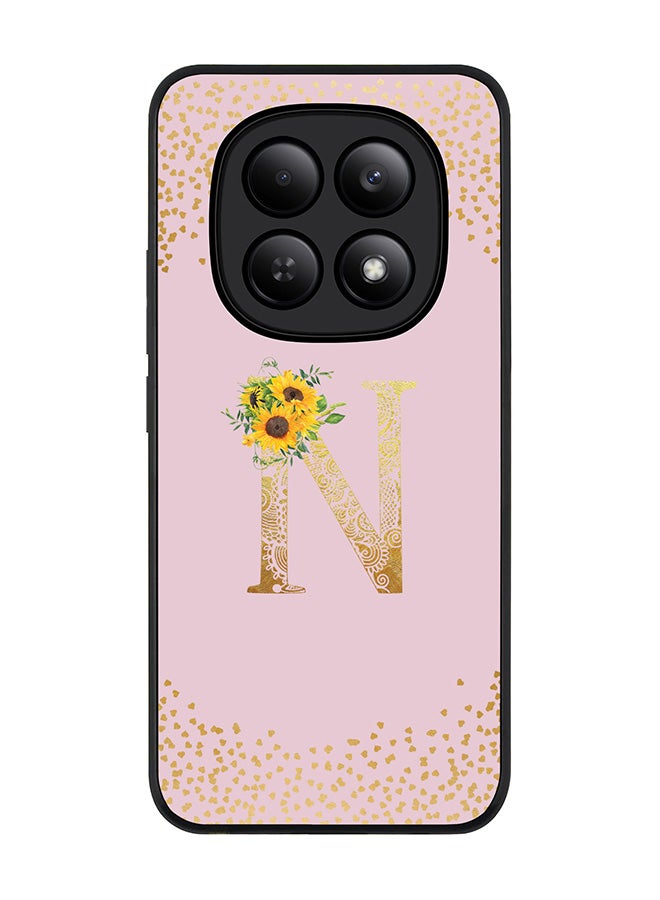 For Xiaomi Redmi Note 15 4G Case,Slim fit Camera Protection, Shockproof Thin Phone cover  - Custom Floral Monogram - N  (Pink )