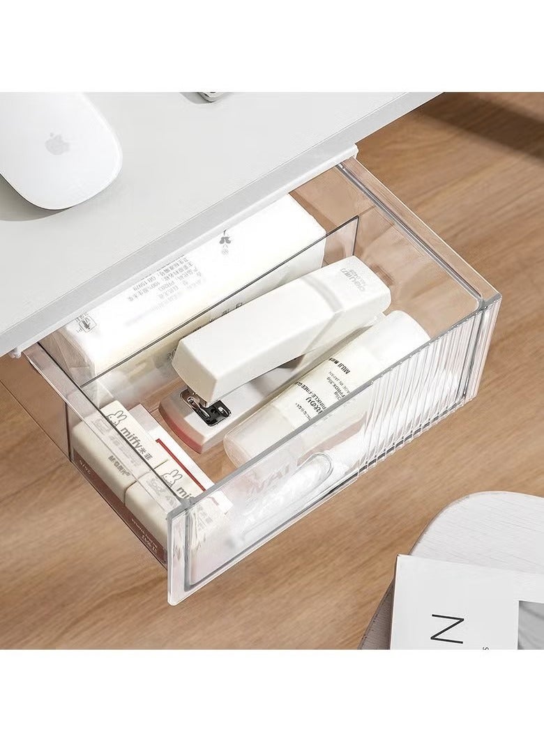 Beauenty Under Desk Drawer Storage Box Invisible Tissue Box Stationery Storage Artifact Large Capacity Desk Nail Free Sticker - Image 4