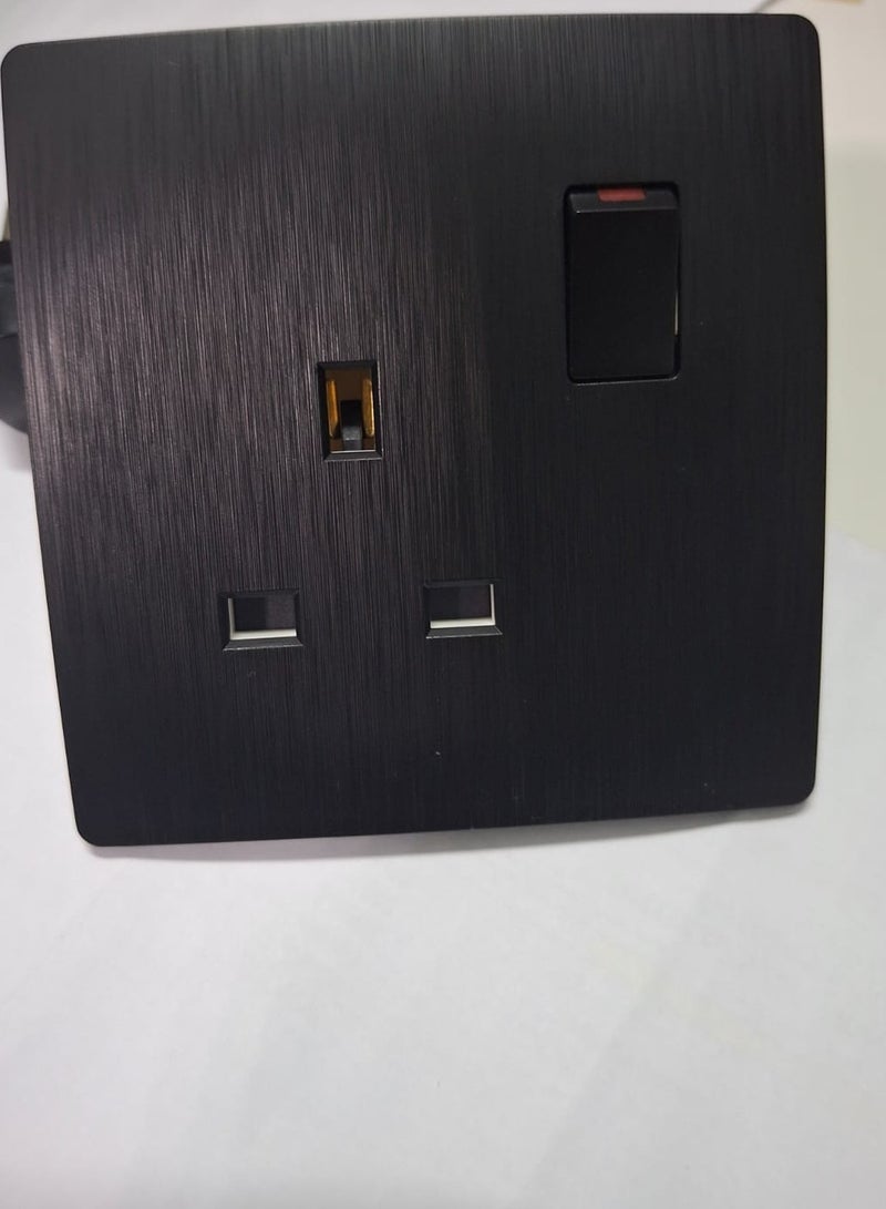 13A 1GANG SWITCH SOCKETSP-BRUSH BLACK