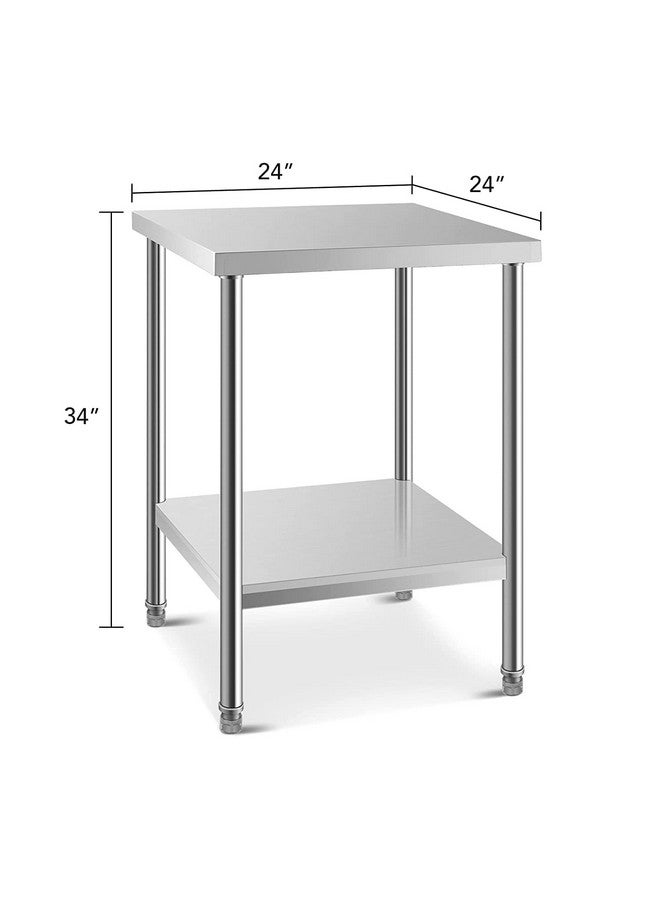 INDIAN DECOR ® 55194 Stainless Steel Table for Prep & Work 24 x 24 Inches, Commercial Heavy Duty Food Prep Worktable with Undershelf for Restaurant, Home and Hotel - Chrome - Image 3
