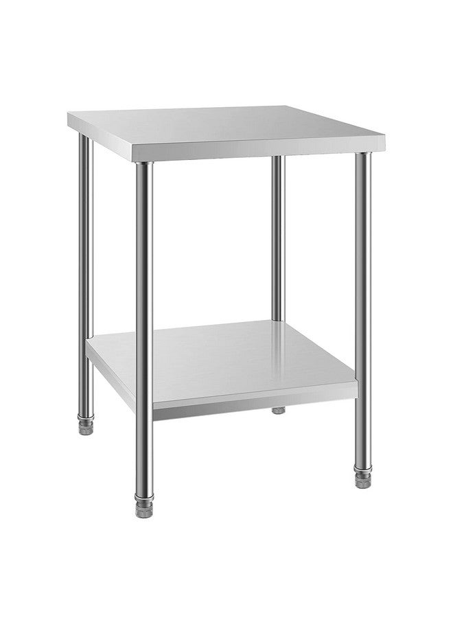INDIAN DECOR ® 55194 Stainless Steel Table for Prep & Work 24 x 24 Inches, Commercial Heavy Duty Food Prep Worktable with Undershelf for Restaurant, Home and Hotel - Chrome - Image 1