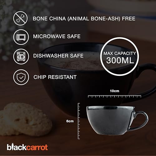 BLACKCARROT Ceramic Coffee Mug Set, Set of 2, 300ml, White & Black | Medium Mug | Glossy Finish | Porcelain Coffee Cup Set | Ceramic Cup | Microwave Safe (White & Black Mug, Set of 2) - Image 4