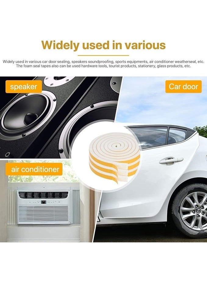 Polipak Door Weather Stripping - 3 Rolls, White Foam, 10.8m, Self-Adhesive, Soundproof & Weatherproof - Image 5