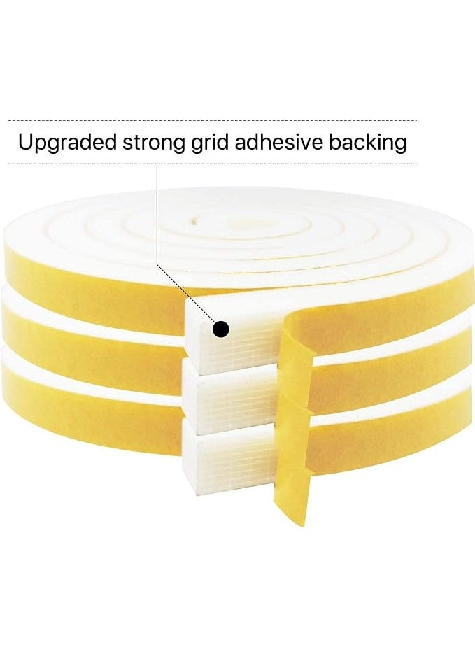 Polipak Door Weather Stripping - 3 Rolls, White Foam, 10.8m, Self-Adhesive, Soundproof & Weatherproof - Image 4