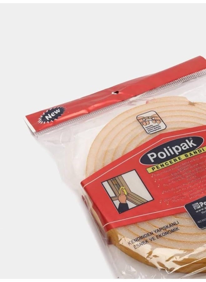 Polipak Door Weather Stripping - 3 Rolls, White Foam, 10.8m, Self-Adhesive, Soundproof & Weatherproof - Image 2