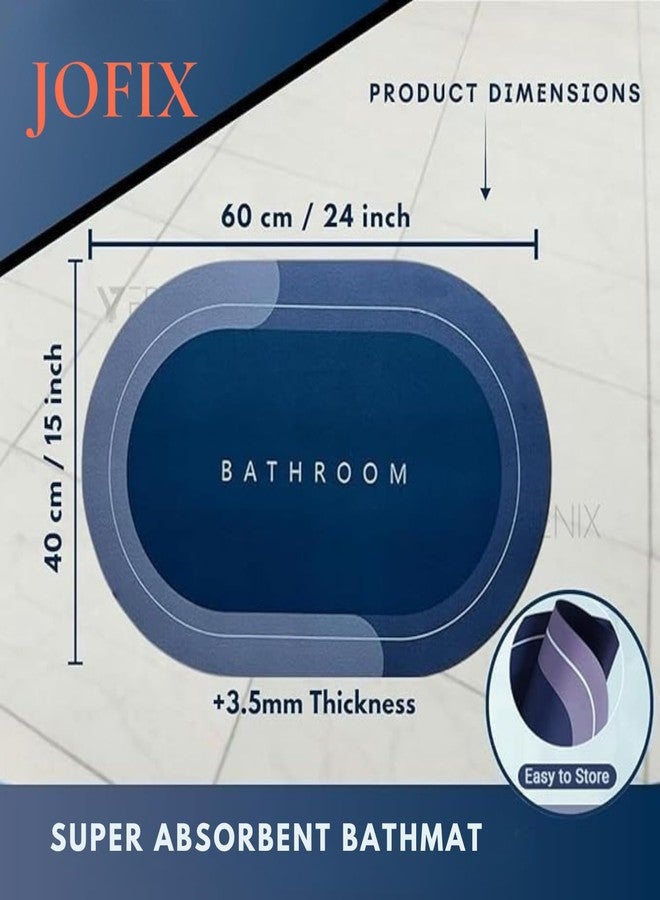JOFIX Doormat Quick-Dry Anti-Slip Bathroom Mat | Non-Slip Home Print Bathroom Mat | Water-Absorbing Rubber Doormat, for Home, Kitchen, Washroom, Office, Rectangular (Blue-2) - Image 2