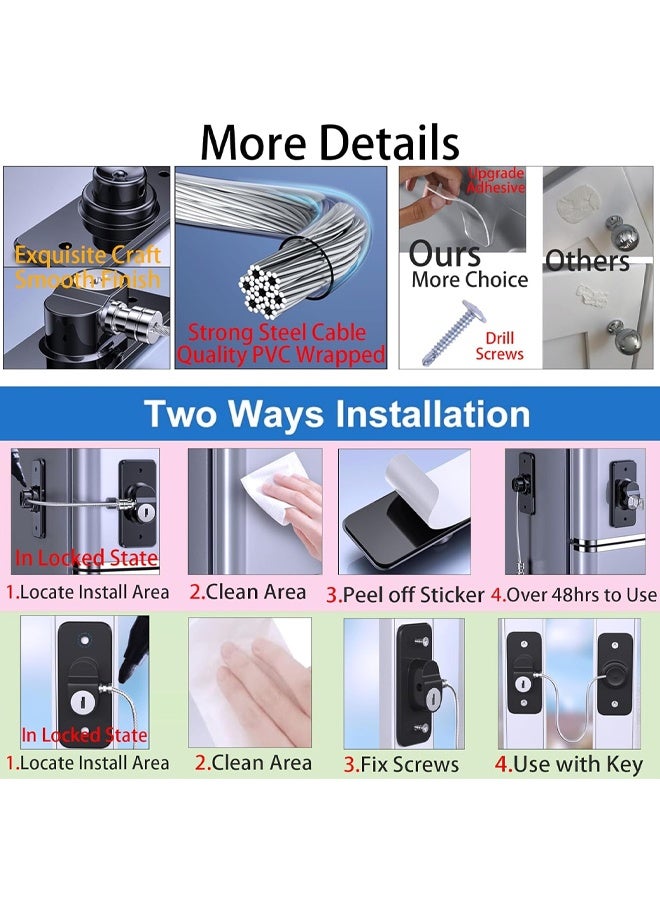 DUNISO 2 Pack Refrigerator Locks with Keys, Child Safety Cabinet Locks，Child Proof French Fridge Lock， No Drill,Easy to Install，for Refrigerator, Cabinets, Closets, Drawers, Window，White  - Image 5