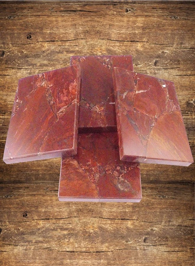 eshoppee stone coaster for Set of 4 pcs Table Ware for Decoration, Cup Mat,coasters for dining table hot pots (red jasper) (10x10cm) - Image 2