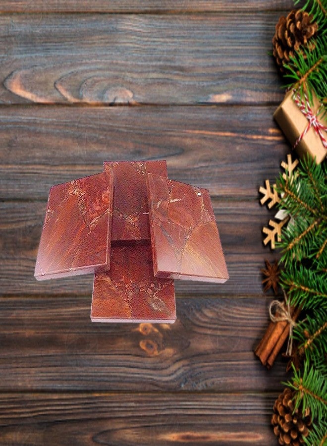 eshoppee stone coaster for Set of 4 pcs Table Ware for Decoration, Cup Mat,coasters for dining table hot pots (red jasper) (10x10cm) - Image 4