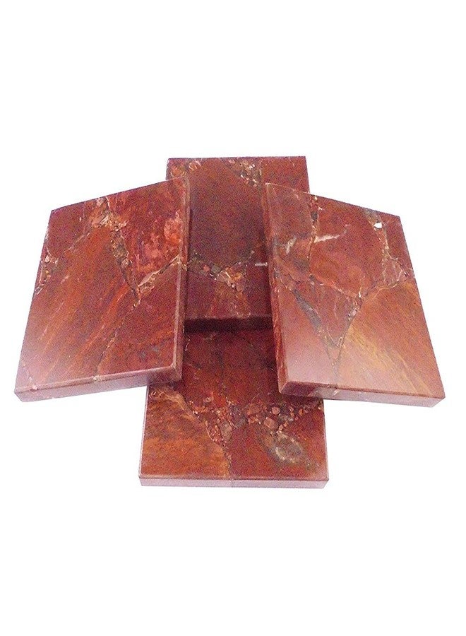 eshoppee stone coaster for Set of 4 pcs Table Ware for Decoration, Cup Mat,coasters for dining table hot pots (red jasper) (10x10cm) - Image 1
