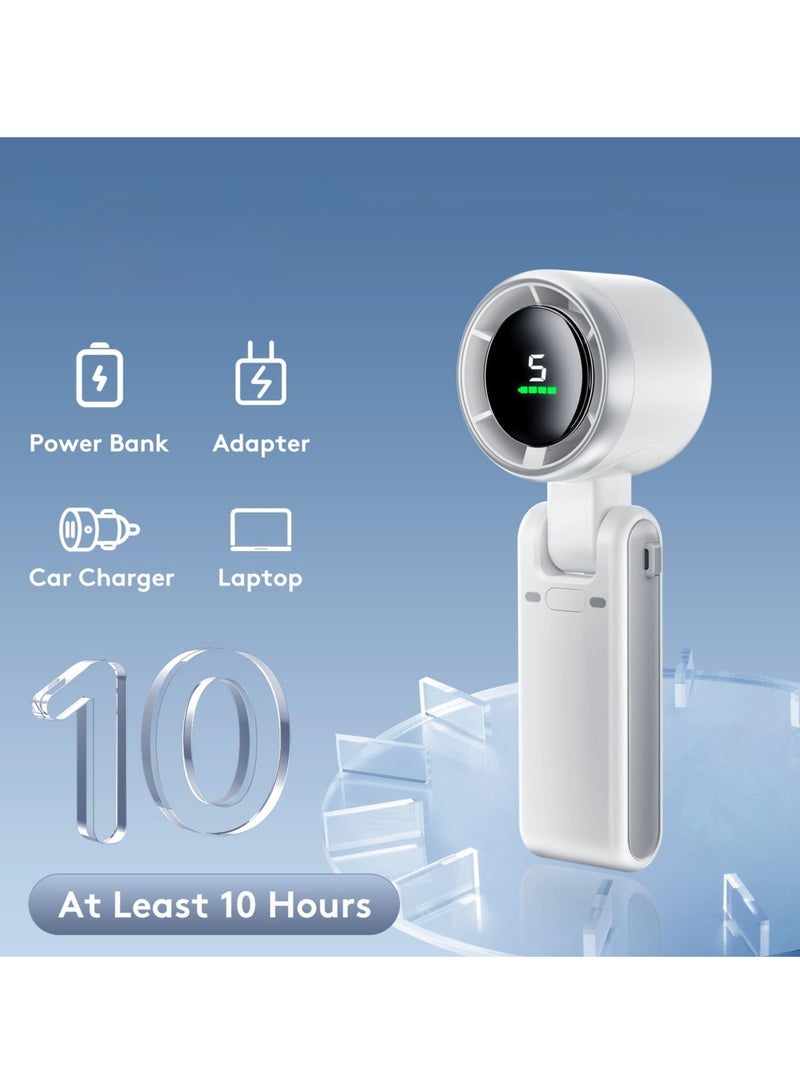 Barakah Portable Mini Handheld Fan, 50000 RPM, 5 Speeds, Rechargeable 3600mAh Battery, Foldable Design, Digital Display, Perfect for Travel and Outdoor Use - Image 3